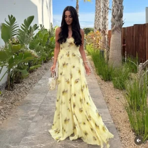 Early spring new printed oversized halter dress