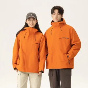 A two-piece set of men's cross-border mountaineering windbreaker and three-in-one jacket, printed with logo